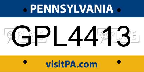 GPL4413 Pennsylvania License Plate