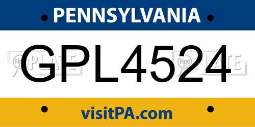 GPL4524 Pennsylvania License Plate