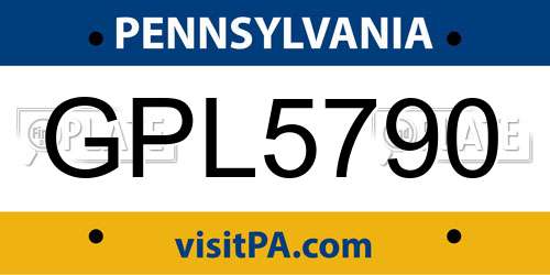 GPL5790 Pennsylvania License Plate