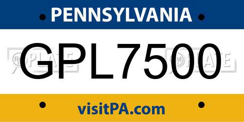 GPL7500 Pennsylvania License Plate
