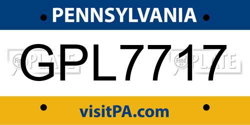 GPL7717 Pennsylvania License Plate