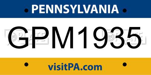 GPM1935 Pennsylvania License Plate