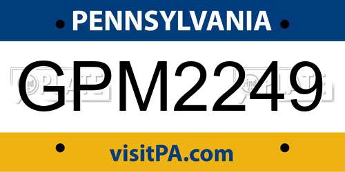 GPM2249 Pennsylvania License Plate