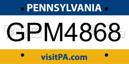 GPM4868 Pennsylvania License Plate