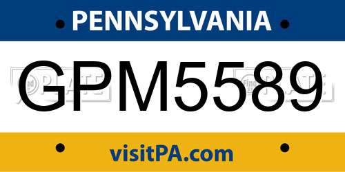 GPM5589 Pennsylvania License Plate