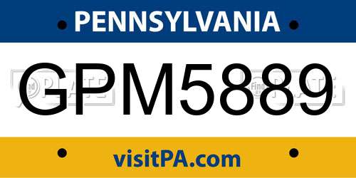 GPM5889 Pennsylvania License Plate