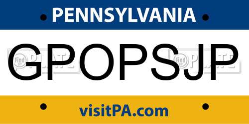 GPOPSJP Pennsylvania License Plate