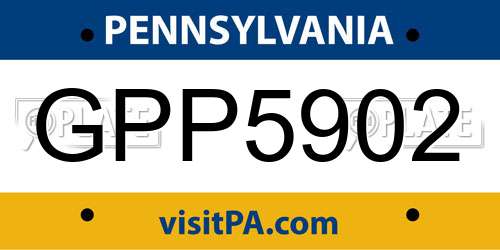 GPP5902 Pennsylvania License Plate