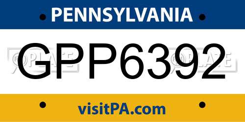 GPP6392 Pennsylvania License Plate
