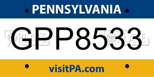 GPP8533 Pennsylvania License Plate