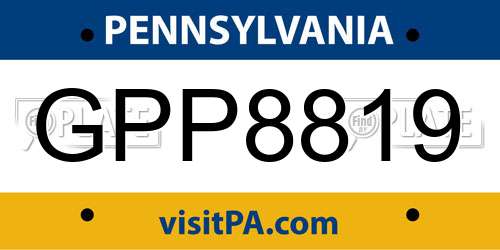 GPP8819 Pennsylvania License Plate