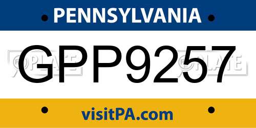 GPP9257 Pennsylvania License Plate