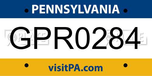 GPR0284 Pennsylvania License Plate