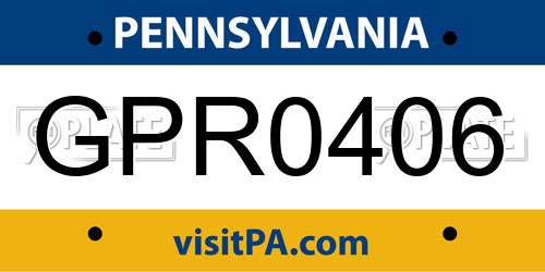GPR0406 Pennsylvania License Plate