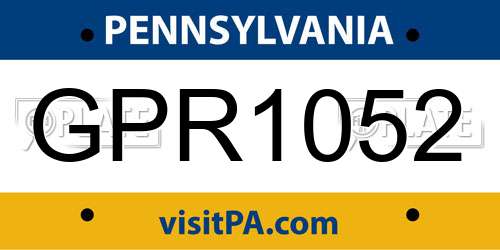 GPR1052 Pennsylvania License Plate
