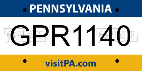 GPR1140 Pennsylvania License Plate