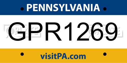 GPR1269 Pennsylvania License Plate