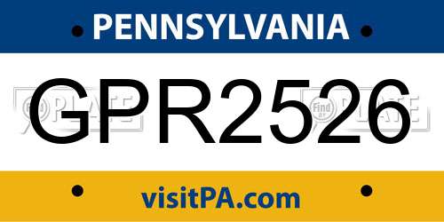 GPR2526 Pennsylvania License Plate