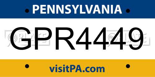 GPR4449 Pennsylvania License Plate