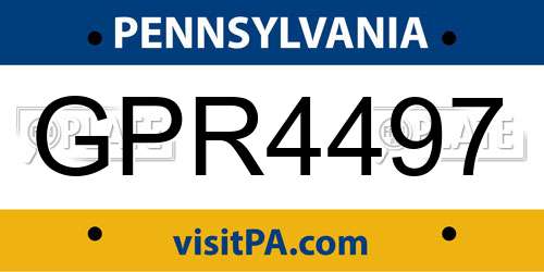 GPR4497 Pennsylvania License Plate