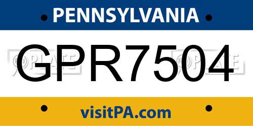 GPR7504 Pennsylvania License Plate