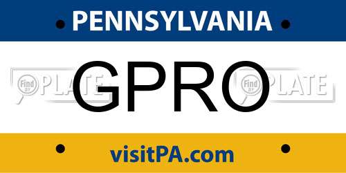 GPRO Pennsylvania License Plate