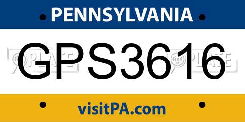 GPS3616 Pennsylvania License Plate