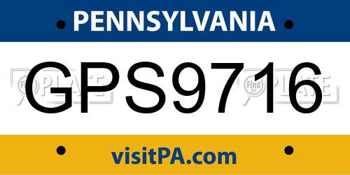 GPS9716 Pennsylvania License Plate