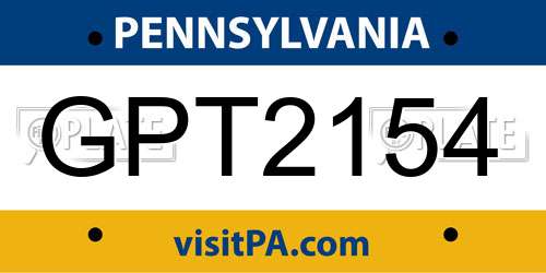 GPT2154 Pennsylvania License Plate