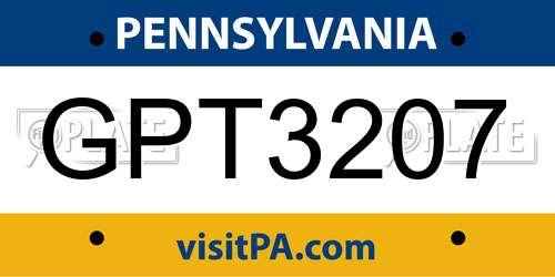 GPT3207 Pennsylvania License Plate
