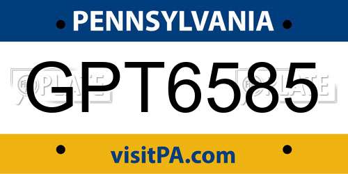 GPT6585 Pennsylvania License Plate