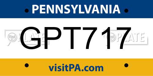 GPT717 Pennsylvania License Plate
