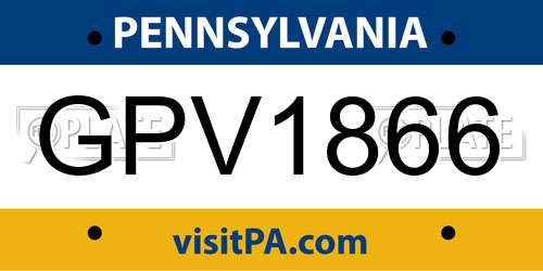GPV1866 Pennsylvania License Plate