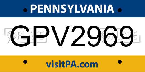 GPV2969 Pennsylvania License Plate