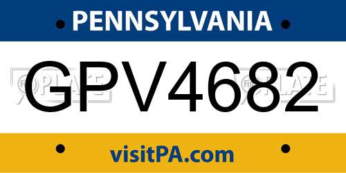 GPV4682 Pennsylvania License Plate