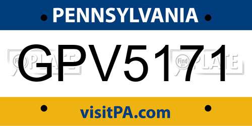 GPV5171 Pennsylvania License Plate