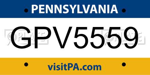 GPV5559 Pennsylvania License Plate