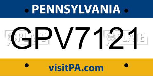 GPV7121 Pennsylvania License Plate