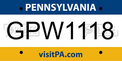 GPW1118 Pennsylvania License Plate