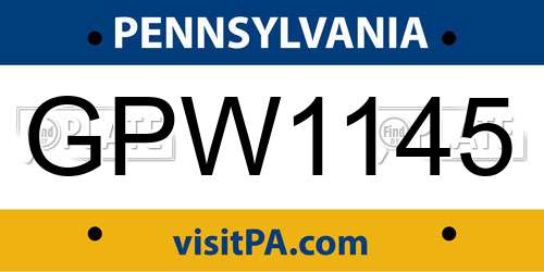 GPW1145 Pennsylvania License Plate