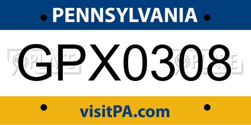 GPX0308 Pennsylvania License Plate