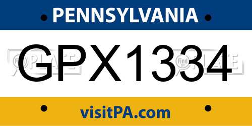 GPX1334 Pennsylvania License Plate