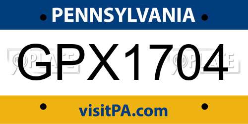 GPX1704 Pennsylvania License Plate