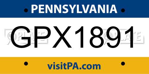 GPX1891 Pennsylvania License Plate