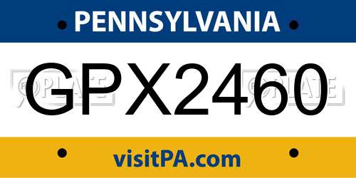 GPX2460 Pennsylvania License Plate