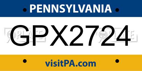 GPX2724 Pennsylvania License Plate