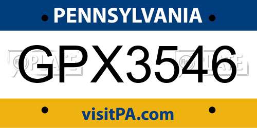 GPX3546 Pennsylvania License Plate