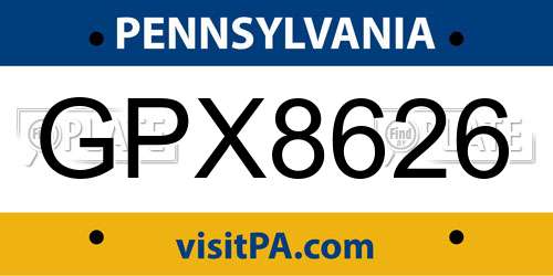 GPX8626 Pennsylvania License Plate