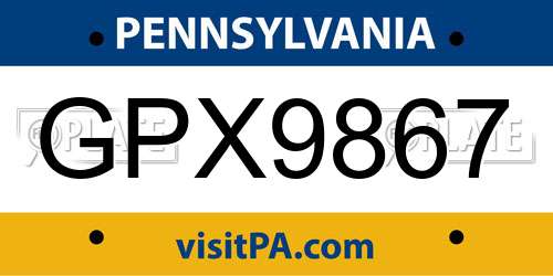 GPX9867 Pennsylvania License Plate