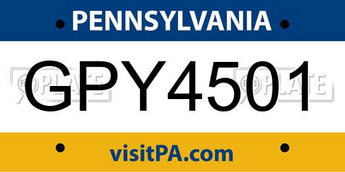 GPY4501 Pennsylvania License Plate
